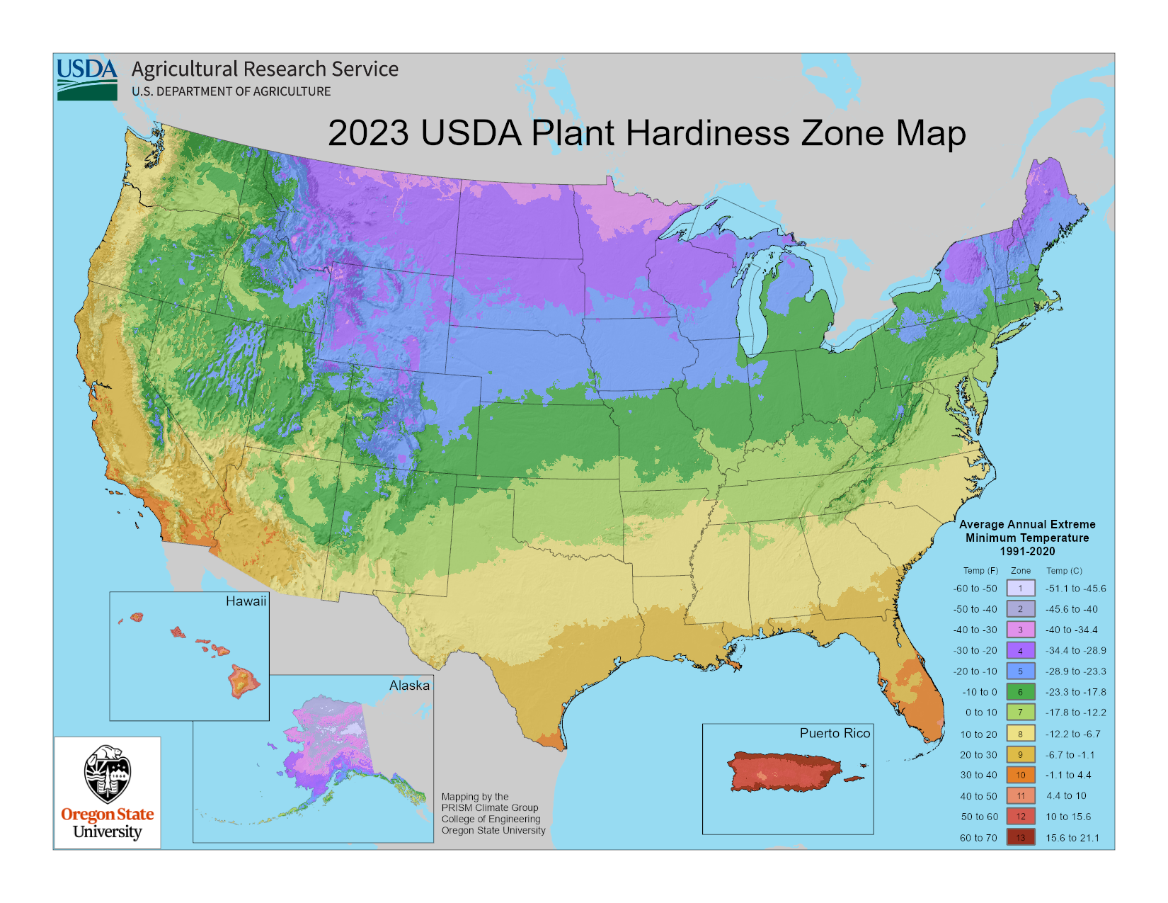 U.S. Plant Hardiness Zones Map