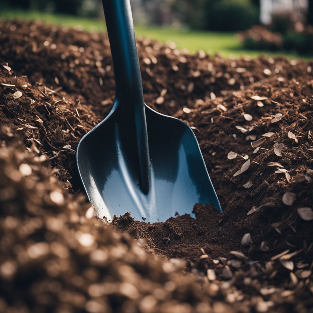 A shovel digging in the soil