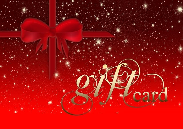 The image features a gift card set against a vibrant red background adorned with twinkling stars. In one corner, there is a decorative red bow, adding a festive touch. The opposite corner displays the words 'Gift Card' in elegant gold lettering. This visually appealing design captures the essence of quick and convenient gifting during the hectic holiday season.